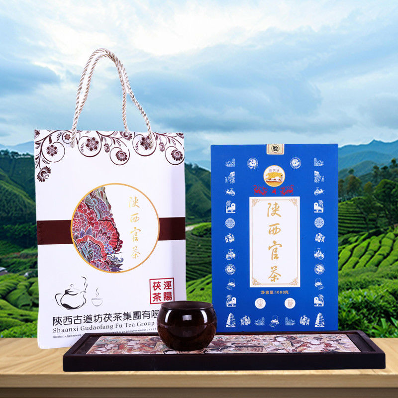 1000g Shaanxi Offizieller Tee Alter Goldblume Bio Schwarzer Tee Komprimierter Tee Gewicht 1 kg für Abnehmen
